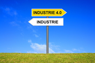 Schild Wegweiser Industrie oder Industrie 4.0