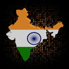 India map flag on hex code illustration