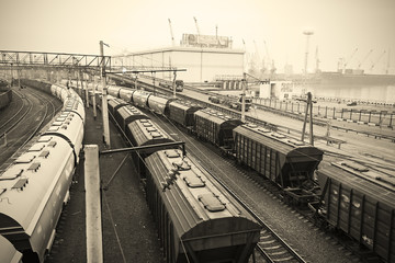 port infrastructure, railways, warehouses, piers industrial landscape