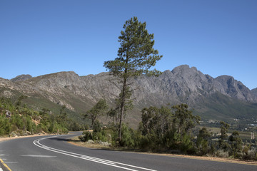 FRANSCHHOEK PASS WESTERN CAPE SOUTH AFRICA - APRIL 2016 - The scenic drive through the the Francshhoek Mountain pass