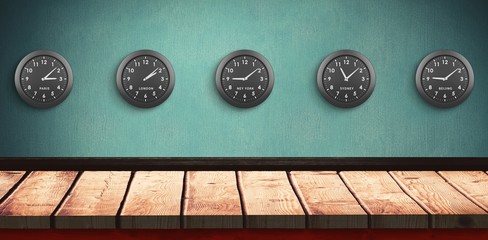 Composite image of five black clocks