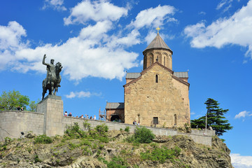 Fototapeta premium Gorgasali Monument. Metekhi Cathedral. Tbilisi Center. Georgia c