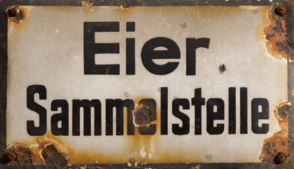 Eier Sammelstelle - Emailleschild 