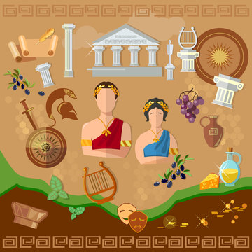 Ancient Greece Ancient Rome tradition and culture vector