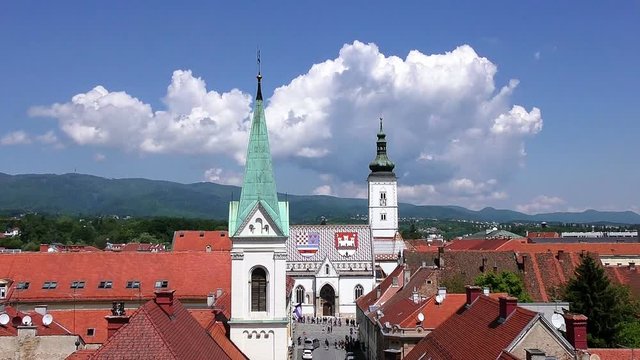 Zagreb, Church St Mark, Time lapse full HD video 