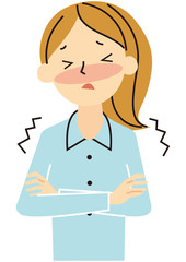 OL青スーツ　寒気