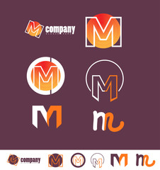 Alphabet letter M logo purple