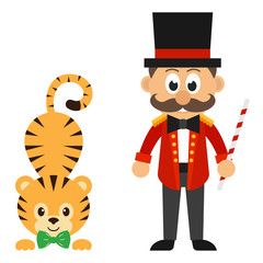 circus man and circus tiger