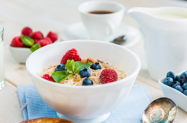delicious breakfast with muesli