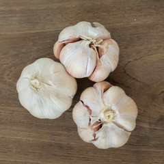 Fresh Garlic on the Wooden Table. Selective focus