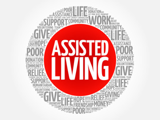 Assisted Living word cloud collage, concept background