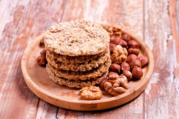 homemade oatmeal cookies with nuts and cocos
