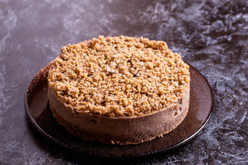 banana cake with oatmeal granola top