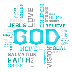 vector font DESIGN word cloud creative business concept god jesu