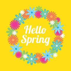 spring background design with cute flowers garland