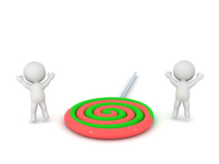 3D Characters Cheering and Large Lolipop Candy