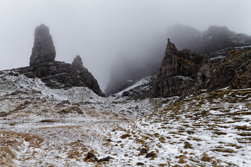 Cold spring day over Old Man of Storr