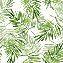 Palm bladeren. Aquarel naadloos patroon 2