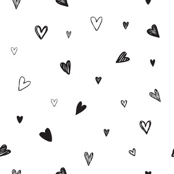 Hearts - seamless pattern - Freehand drawings
