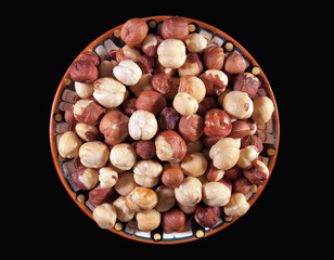 Hazelnuts on the plate