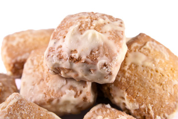 Honey cakes with glazing isolated on a white background