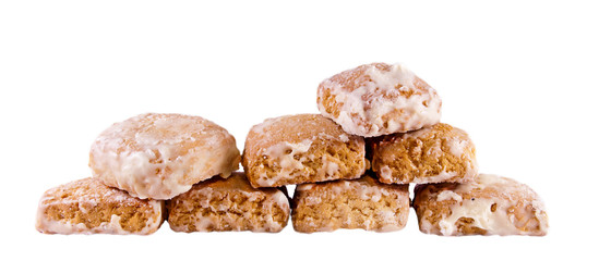 Honey cakes with glazing isolated on a white background