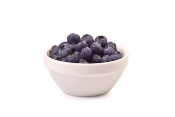 Bowl with Blueberries isolated on white