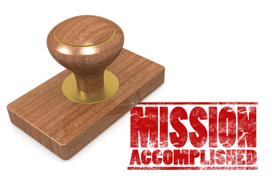Mission accomplished wooded seal stamp