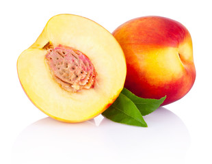 Fresh nectarines fruit isolated on a white background