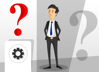 Young businessman looking for new solution concept