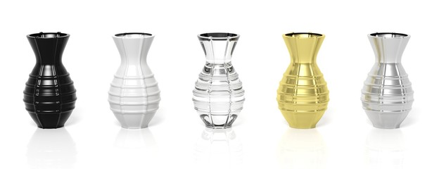 Designed vases on white background