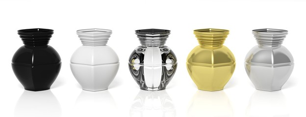 Five different vases