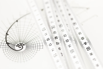 drawing of the golden section & folding ruler
