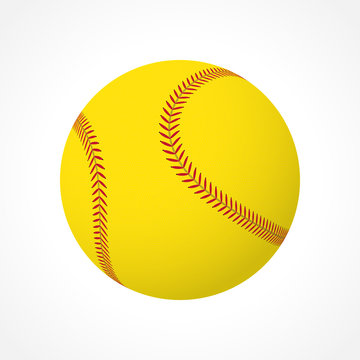 Realistic softball ball vector icon isolated on white background