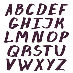 Capitals alphabet set painted with a brush.