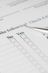 checklist with yes no answers