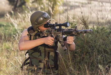 Fototapeta premium soldier with weapon