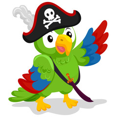 Vector Illustration of Parrot as Pirate