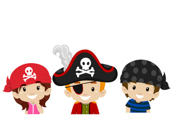 Obraz na płótnie Canvas Vector Illustration of Pirate Kids Head