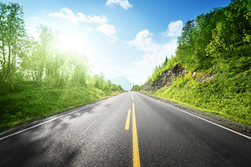 summer road in mountain,  Norway