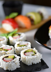 dish with various types of sushi,