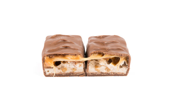 Two pieces of chocolate candy bar