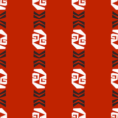 Seamless abstract native pattern on red background