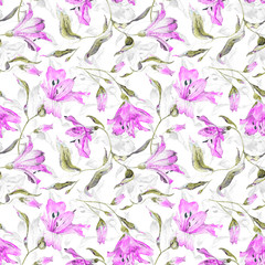 Fototapeta na wymiar Seamless pattern with pink lilies.