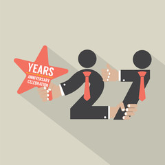 27 Years Anniversary Typography Design Vector Illustration.