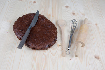 Chocolate cake fondants on  wooden table
