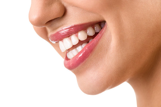Laughing woman mouth with great teeth