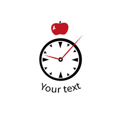 Black clock and apple