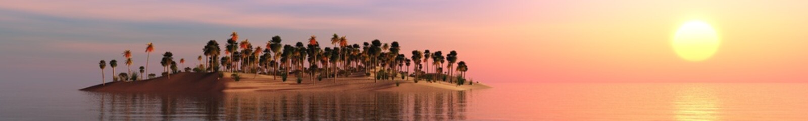 Obraz premium sea sunset on a tropical island, banner, 