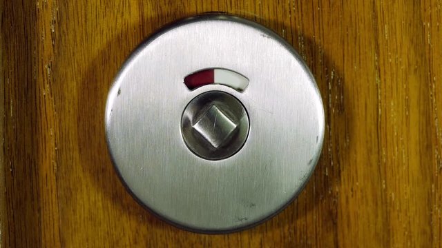 Close up look at the toilet lock.